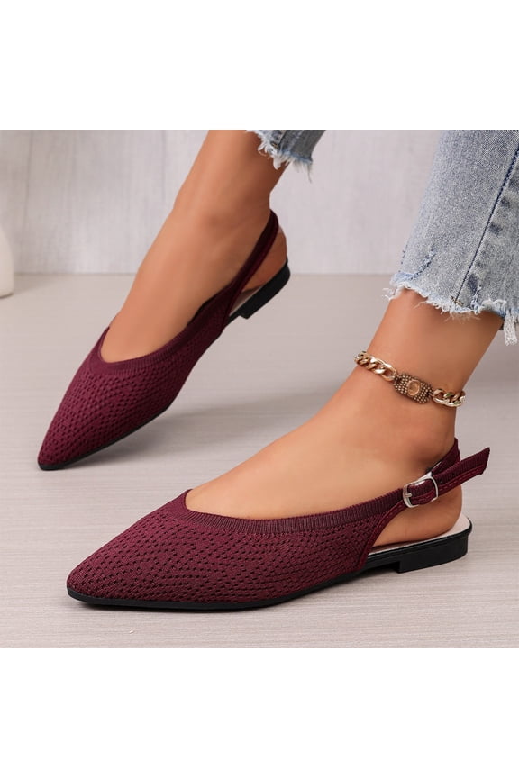 Womens Pointed-Toe Closed-Back Flat Sandals, Elegant Open Sides for Breathable Summer Comfort, Sleek Slip-On Design with Cushioned Footbed, Perfect for Office Casual Beach and Daily Wear