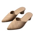 thumbnail image 1 of Norvail Womens Pointed Toe V Cut Mules, Chunky Block Heels Slip On Clogs, Fashion Office Slides Shoes for Casual Work Daily Wear, 1 of 6