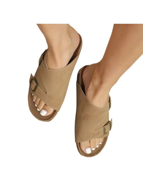 Womens Slide Sandals Classic Slip On Indoor Outdoor Summer Sandals, Lightweight Comfortable Cushioned Footbed for Beach Pool Vacation Daily Wear