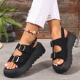 thumbnail image 1 of Norvail Womens Thick Platform Sandals with Adjustable Double Strap, Soft Footbed with Back Strap, Arch Support Summer Beach Slip On Leather Flat Sandals, Walking Sandals for Women With Arch, 1 of 4