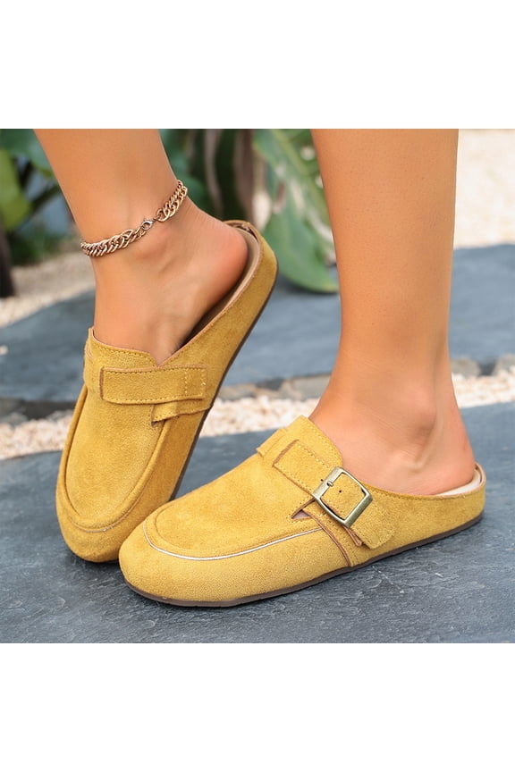 Womens Vintage Clunky Toe Slide Sandals, Comfortable Summer Slippers with Footbed Arch Support, Slip On Cushion Slides, Walking Sandals for Women With Arch Support