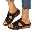thumbnail image 1 of Norvail Womens Wedge Sandals Slip On Arch Support Slides Recovery Summer Beach Slippers Comfortable Plantar Fasciitis Arch Support Low Wedge Dressy Open Toe Walking Shoes, 1 of 6