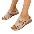 thumbnail image 1 of Norvail Womens Wedge Sandals Slip On Arch Support Slides Recovery Summer Beach Slippers Comfortable Plantar Fasciitis Arch Support Low Wedge Dressy Open Toe Walking Shoes, 1 of 6
