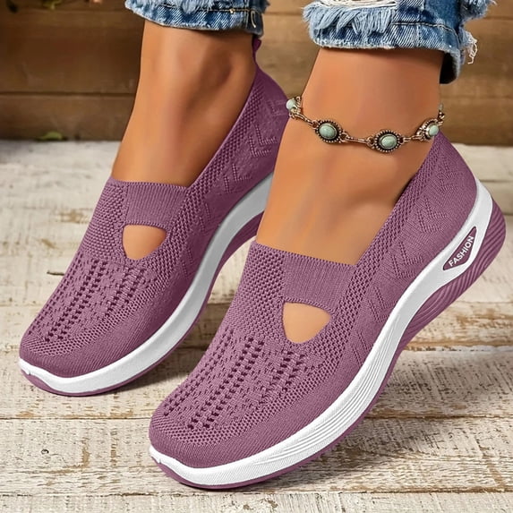 Norvail Womens Woven Orthopedic Breathable Soft Shoes, Arch Support Walking Anti Skid Sports Shoes, Lightweight Knit Casual Sneakers for Plantar Fasciitis