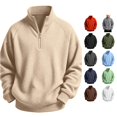 thumbnail image 1 of Norvella Boys Quarter Zip Sweater Stand Collar Long Sleeve Ribbed Relaxed Fit Pullover Jumper Casual School Top, 1 of 5