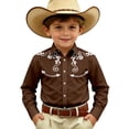 thumbnail image 1 of Norvella Boys Western Button Down Shirt Floral Vine And Arrow Print Collared Long Sleeve Regular Fit Cowboy Rodeo Dress Up Top, 1 of 4