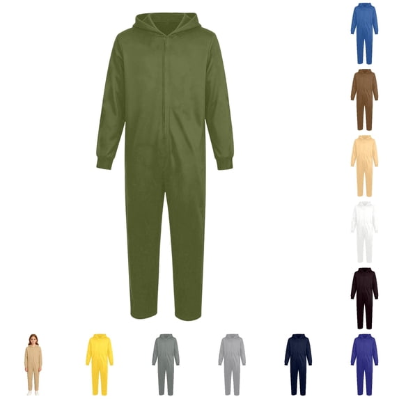 Norvella Boys Zip Up Jumpsuit Solid Hooded Long Sleeve Relaxed Fit One Piece Pajamas Halloween Costume Casual Outfit