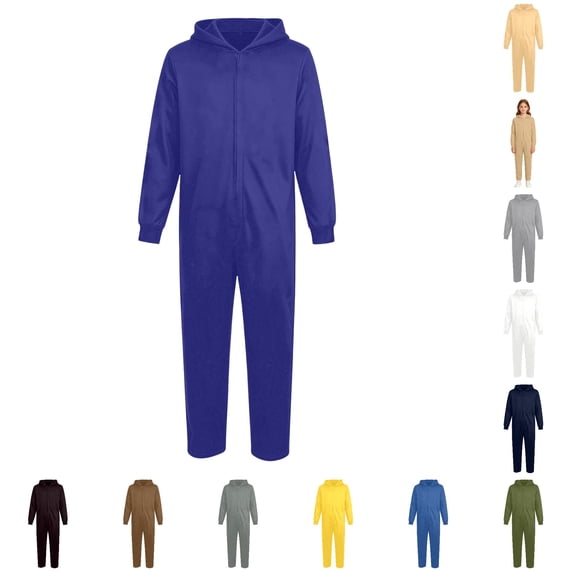 Norvella Boys Zip Up Jumpsuit Solid Hooded Long Sleeve Relaxed Fit One Piece Pajamas Halloween Costume Casual Outfit