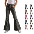 thumbnail image 1 of Norvella Cheetah Print Pants For Girls Leopard Print Elastic Waist Flare Leg Full Length Stretchy Slim Fit Trousers Casual Bottoms, 1 of 4