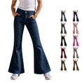 thumbnail image 1 of Norvella Cheetah Print Pants For Girls Leopard Print Elastic Waist Flare Leg Full Length Stretchy Slim Fit Trousers Casual Bottoms, 1 of 4