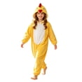 thumbnail image 1 of Norvella Girls Chicken Pajamas Animal Hood Beak Detail Long Sleeve Zip Front Contrast Belly Panel One Piece Jumpsuit, 1 of 6