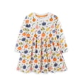 thumbnail image 1 of Norvella Girls Halloween Dress Pumpkin Print Crew Neck Long Sleeve Gathered Waist A Line Silhouette Casual Party Costume Fall Outfit, 1 of 2
