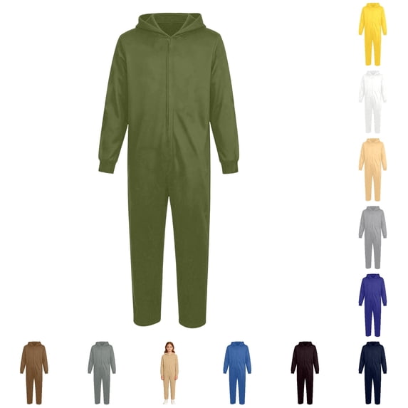 Norvella Kids Hooded Jumpsuit Solid Long Sleeve Zip Front Straight Leg Relaxed Fit Coverall One Piece Everyday Outfit