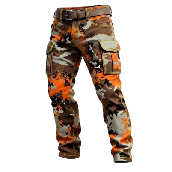 Norvella Mens Camo Pants Belt Loops Cargo Pockets Straight Leg Trousers ...