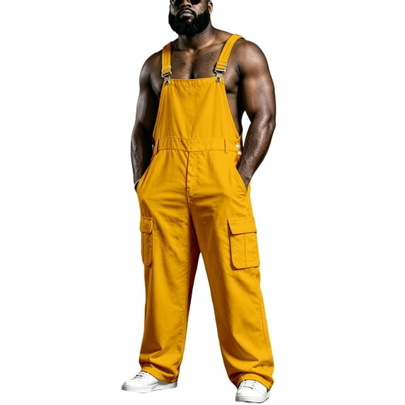 Solid Vcolor Norvella Mens Cargo Overalls Bib Pocket Adjustable Buckle Straps ...
