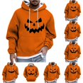 thumbnail image 1 of Norvella Mens Halloween Hoodies Pumpkin Print Long Sleeve Hooded Pullover Sweatshirts Casual Relaxed Fit Party Tops, 1 of 5
