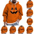 thumbnail image 1 of Norvella Mens Halloween Hoodies Pumpkin Print Long Sleeve Hooded Pullover Sweatshirts Casual Relaxed Fit Party Tops, 1 of 5