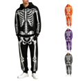 thumbnail image 1 of Norvella Mens Halloween Outfit Sets 2 Piece Skeleton Print Long Sleeve Hooded Pullover Sweatshirts Drawstring Jogger Pants, 1 of 8