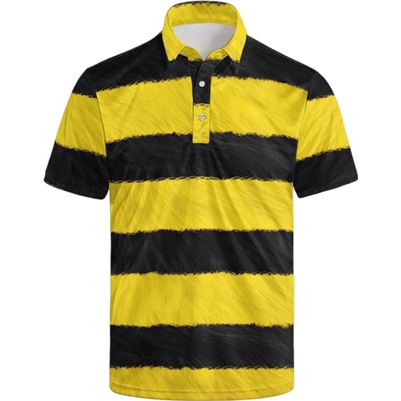 Norvella Mens Striped Polo Shirt Color Block Point Collar Button ...