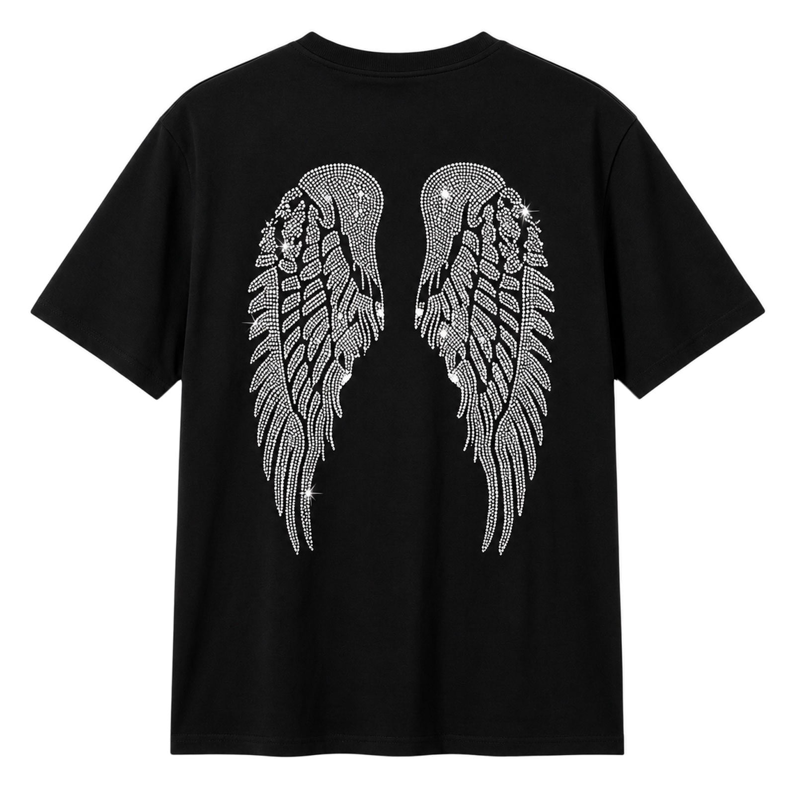 Norvella Womens Angel Wings Tee Shimmer Feather Back Design Short ...