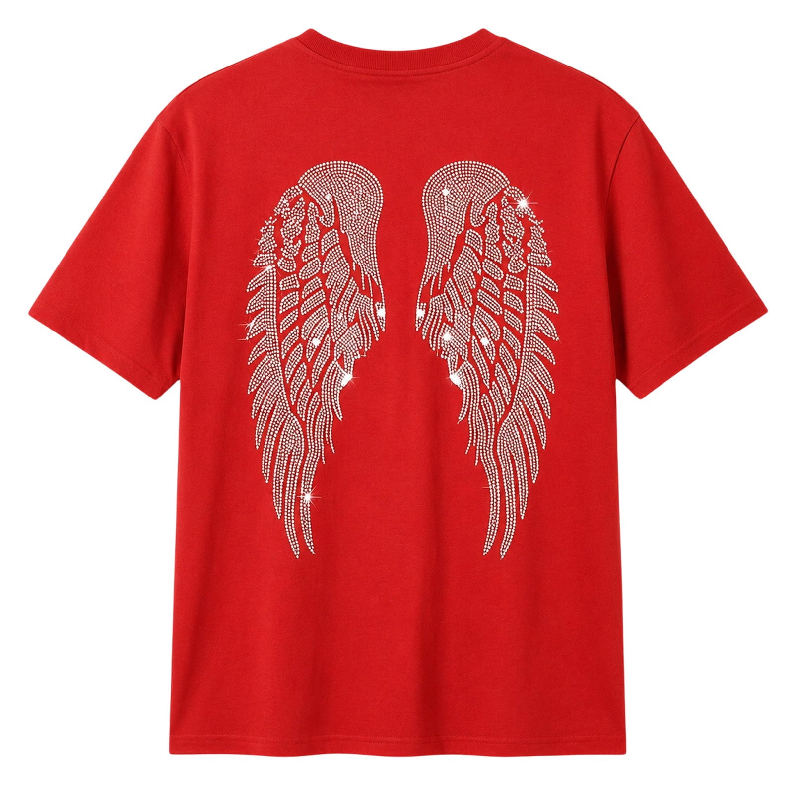 Norvella Womens Angel Wings Tee Shimmer Feather Back Design Short ...