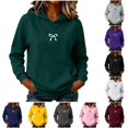 thumbnail image 1 of Norvella Womens Bow Graphic Hoodie Drawstring Hood Long Sleeve Kangaroo Pocket Relaxed Fit Pullover Hooded Sweatshirt Casual Top, 1 of 6