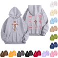 thumbnail image 1 of Norvella Womens Cross Bow Print Hoodies Oversized Long Sleeve Hooded Sweatshirt Front Pocket Loose Fit Ribbed Pullover Top, 1 of 7