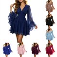 thumbnail image 1 of Norvella Womens Halloween Dresses Fairy Costume V Neck Long Sleeve Midi Gowns Fit And Flare Party Trick Or Treat Dress Up Outfits, 1 of 6