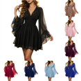 thumbnail image 1 of Norvella Womens Halloween Dresses Fairy Costume V Neck Long Sleeve Midi Gowns Fit And Flare Party Trick Or Treat Dress Up Outfits, 1 of 6