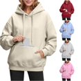 thumbnail image 1 of Norvella Womens Hidden Zipper Pocket Hoodies Long Sleeve Hooded Sweatshirt Drawstring Kangaroo Pocket Banded Relaxed Fit Casual Pullover Top, 1 of 4