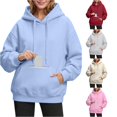 thumbnail image 1 of Norvella Womens Hidden Zipper Pocket Hoodies Long Sleeve Hooded Sweatshirt Drawstring Kangaroo Pocket Banded Relaxed Fit Casual Pullover Top, 1 of 4