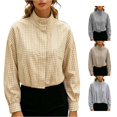 thumbnail image 1 of Norvella Womens Neck Sweatshirt Small Check Print Long Sleeve Drawstring Hem Relaxed Fit Pullover Fall Everyday Casual Top, 1 of 4