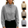 thumbnail image 1 of Norvella Womens Mock Neck Sweatshirt Small Check Print Long Sleeve Drawstring Hem Relaxed Fit Pullover Fall Everyday Casual Top, 1 of 4