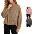 thumbnail image 1 of Norvella Womens Oversized Sweatshirt Houndstooth Print Mock Neck Long Sleeve Drawstring Hem Relaxed Fit Pullover Fall Casual Top, 1 of 9