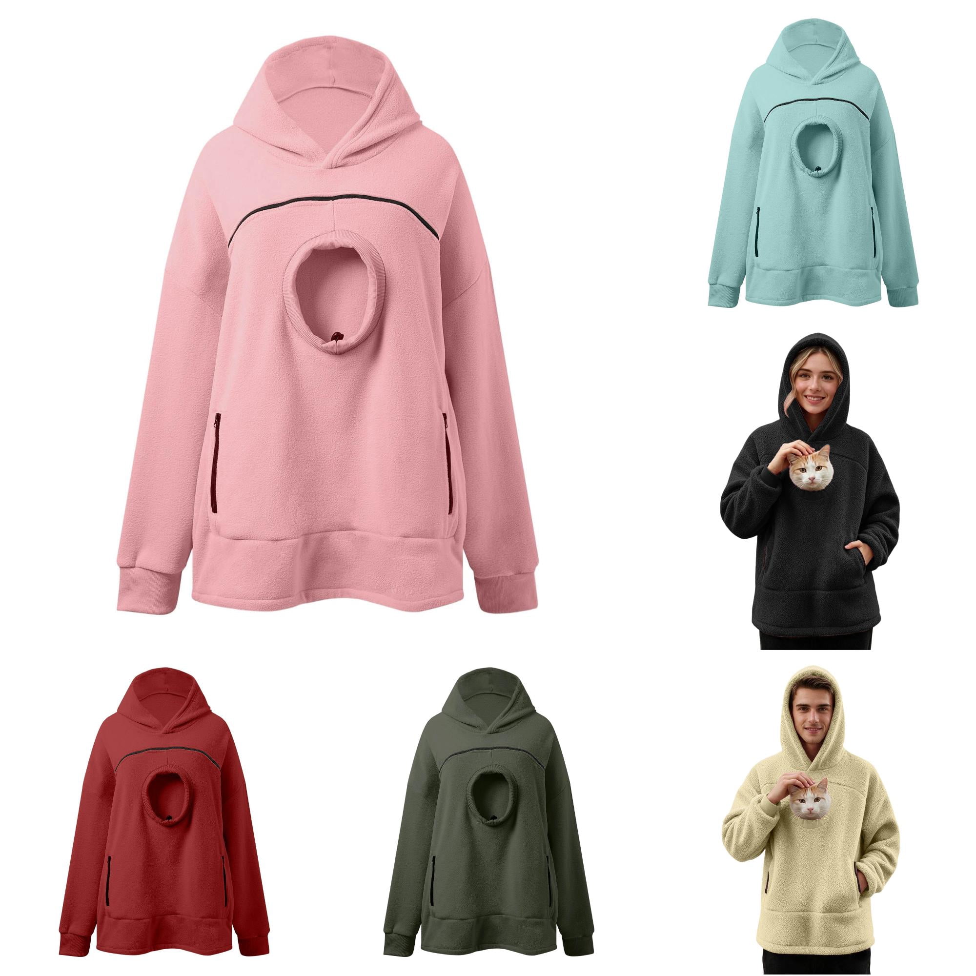 Norvella Womens Pet Carrier Pocket Hoodies Round Opening Long Sleeve ...