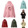 Norvella Womens Pet Carrier Pocket Hoodies Round Opening Long Sleeve ...
