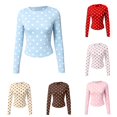 thumbnail image 1 of Norvella Womens Polka Dot T Shirt Crew Neck Long Sleeve Slim Fit Stretch Casual Tee Everyday Fall Layering Top, 1 of 5
