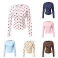 thumbnail image 1 of Norvella Womens Polka Dot T Shirt Crew Neck Long Sleeve Slim Fit Stretch Casual Tee Everyday Fall Layering Top, 1 of 5