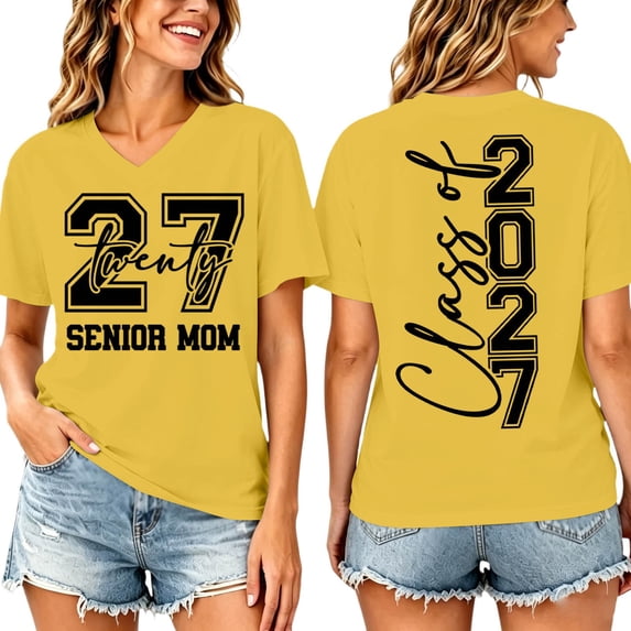 Norvella Womens Senior Mom Tee 2027 Number Graphic Front And Back Print ...