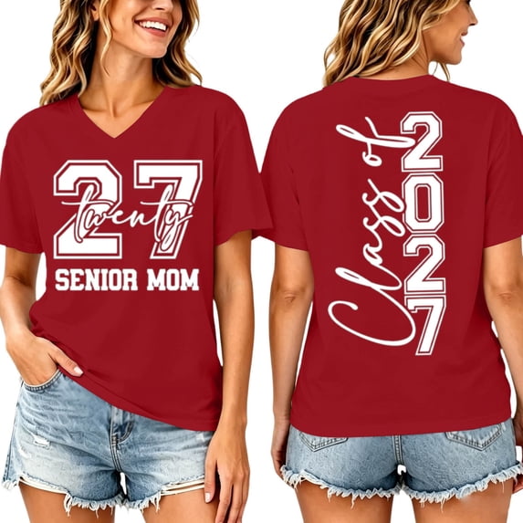 Norvella Womens Senior Mom Tee 2027 Number Graphic Front And Back Print ...