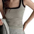 thumbnail image 1 of Norvella Womens Striped Racerback Tank Top Ribbed Scoop Neck Sleeveless Contrast Slim Fit Basic Camisole Summer Casual Shirt, 1 of 9