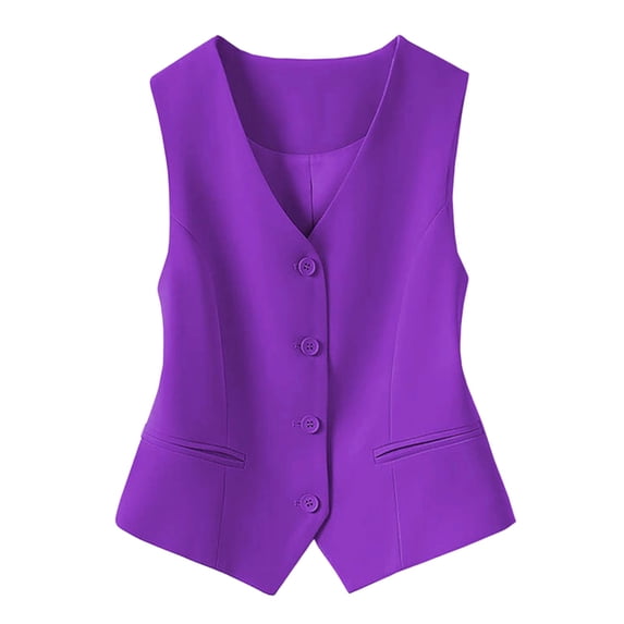 Norvella Womens Tailored Vest Tops V Neck Sleeveless Button Down Slim Fit Business Casual Dressy Office Suit Waistcoats