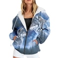 thumbnail image 1 of Norvella Womens Wolf Print Zip Up Hoodies Long Sleeve Hooded Sweatshirt Front Pockets Relaxed Fit Ribbed Cuffs Full Zip Jacket, 1 of 5