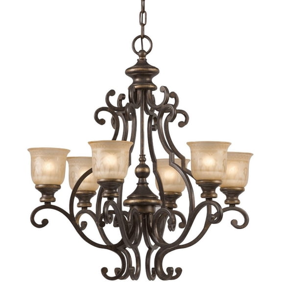 7416-BU Crystorama Lighting Norwalk - Six Light Chandelier -Traditional Installation
