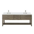 thumbnail image 1 of Norwalk 84 in W x 22 in D Grey Oak Double Bath Vanity, White Quartz Top, and Faucet Set, 1 of 9
