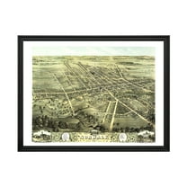 Norwalk Art, 1870 Vintage Map of Norwalk Ohio, OH History Wall Decor Gift, Old Norwalk Map - 24" x 18" Black Framed Print