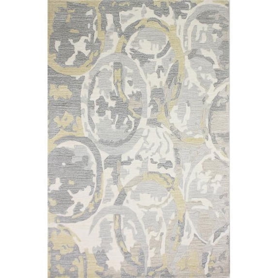 Norwalk Collection Abstract Contemporary Wool & Viscose Hand Tufted Area Rug - Ivory & Gold - 5 ft. x 7 ft. 6 in.