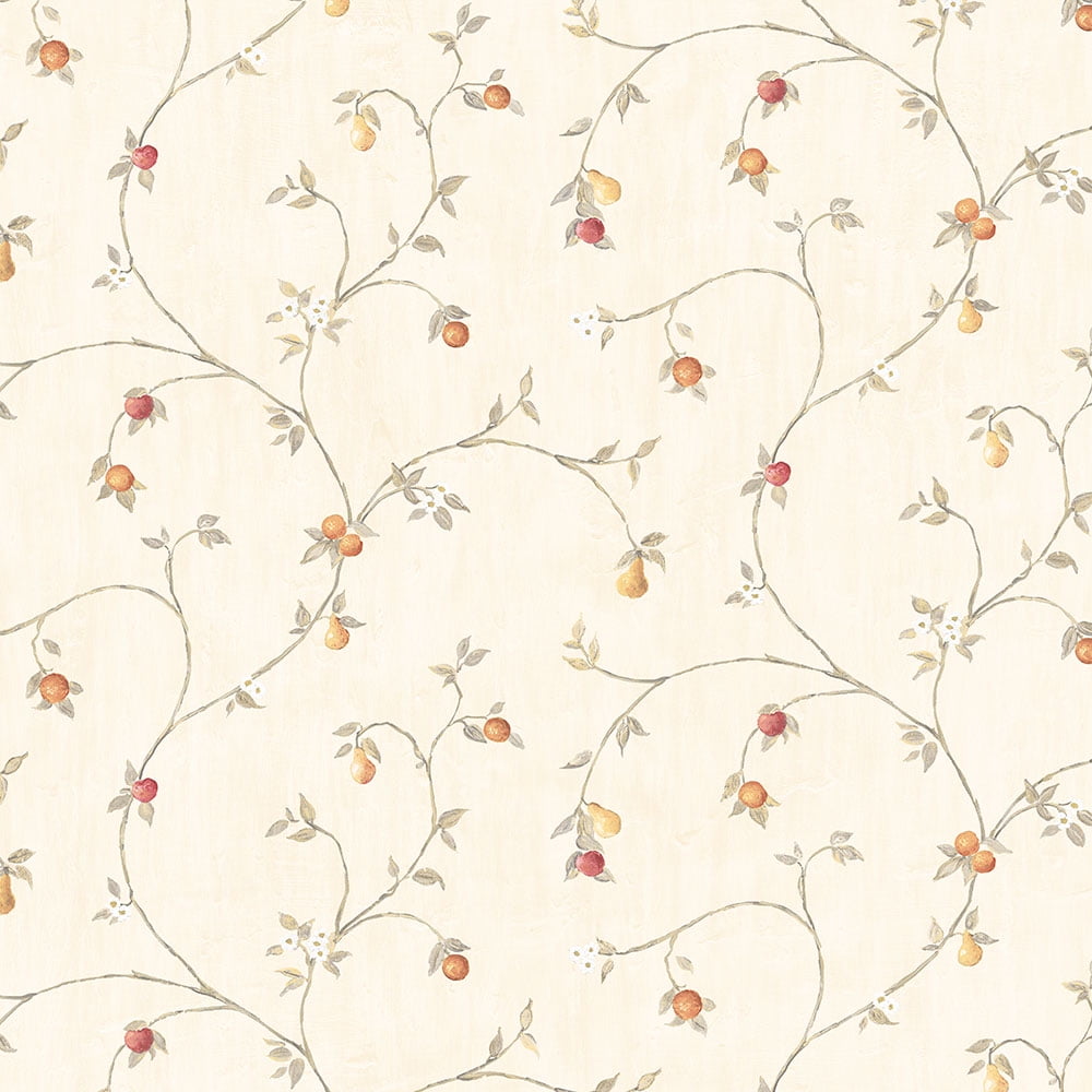 Norwall Wallcoverings CK36609 Creative Kitchens Fruit Trail Red Cream Taupe Wallpaper