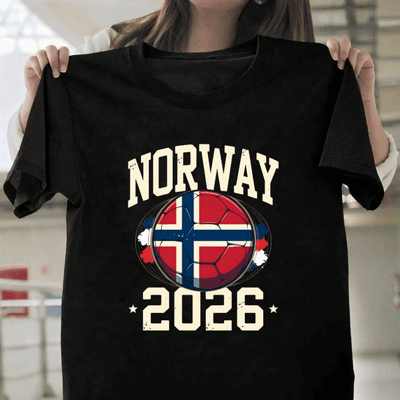 Norway 2026 Soccer Flag Ball Football Supporter Fan Sport Unisex T-Shirt, up to size 3XL.