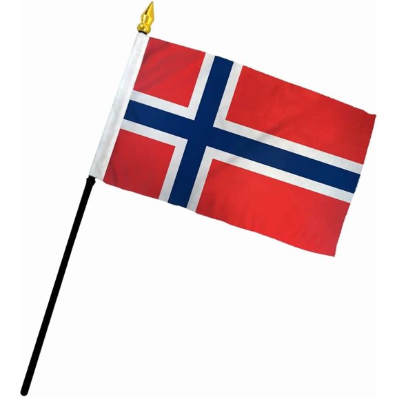 Norway 4x6in Stick Flag - 1 dozen pack